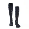 Long Blue Cotton Socks - Small Flower Pattern