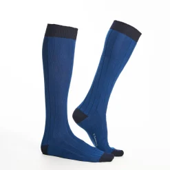 Long Bluette And Blue Bicolor Cotton Socks - Solid Color