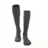 Long Grey Cotton Socks - Small Flower Pattern