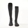 Long Grey Cotton Socks - Small Flower Pattern