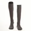 Long Grey Cotton Socks Small Flower Pattern