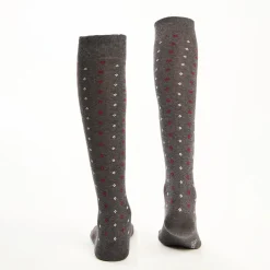 Long Grey Cotton Socks Small Flower Pattern