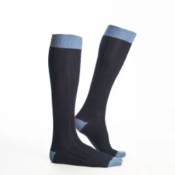 Long Light And Dark Blue Bicolor Cotton Socks - Solid Color