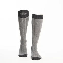Long Light And Dark Grey Bicolor Cotton Socks - Solid Color