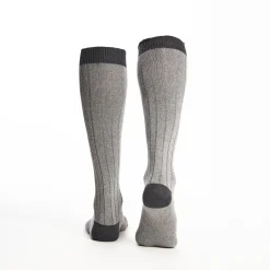 Long Light And Dark Grey Bicolor Cotton Socks - Solid Color