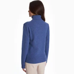 Mid Blue Cashmere Turtleneck