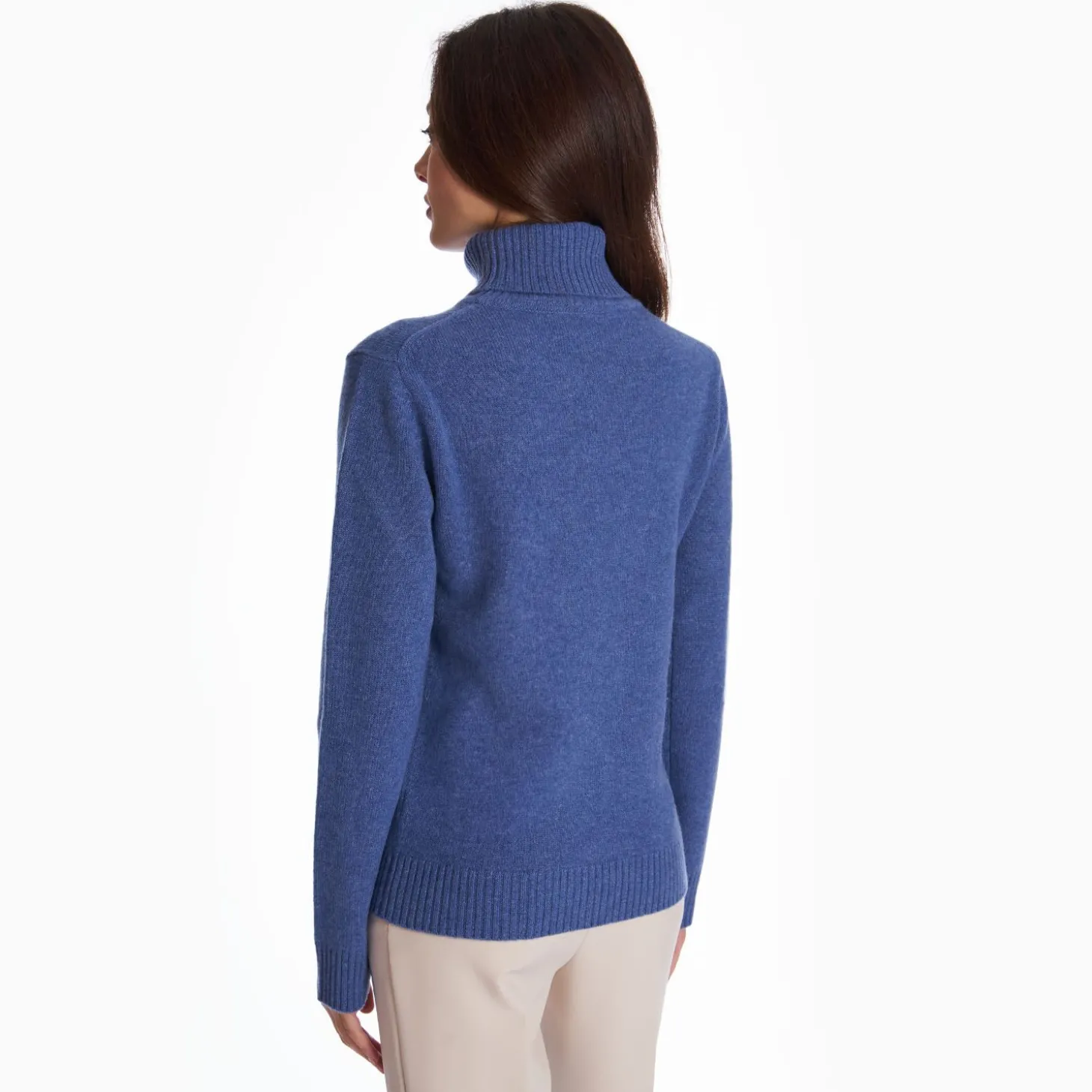 Mid Blue Cashmere Turtleneck