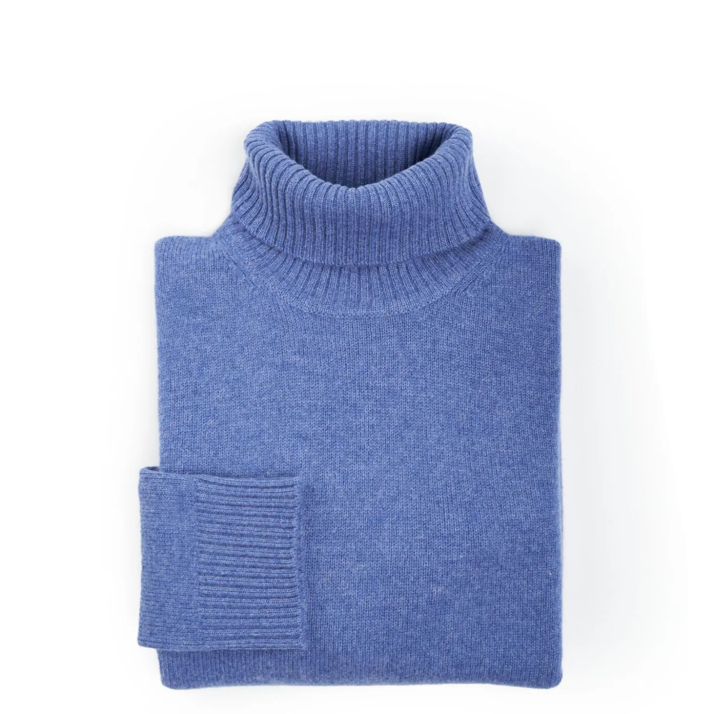 Mid Blue Cashmere Turtleneck