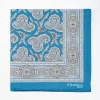 Mid Blue Hand-Printed Silk Pocket Square - Paisley Pattern