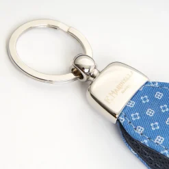 Mid Blue Keyfob In Silk And Leather