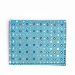 Mid Blue Leather Folding Card Holder - 10 Compartments