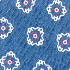 Mid Blue Sartorial Linen Tie - Large Flower Pattern