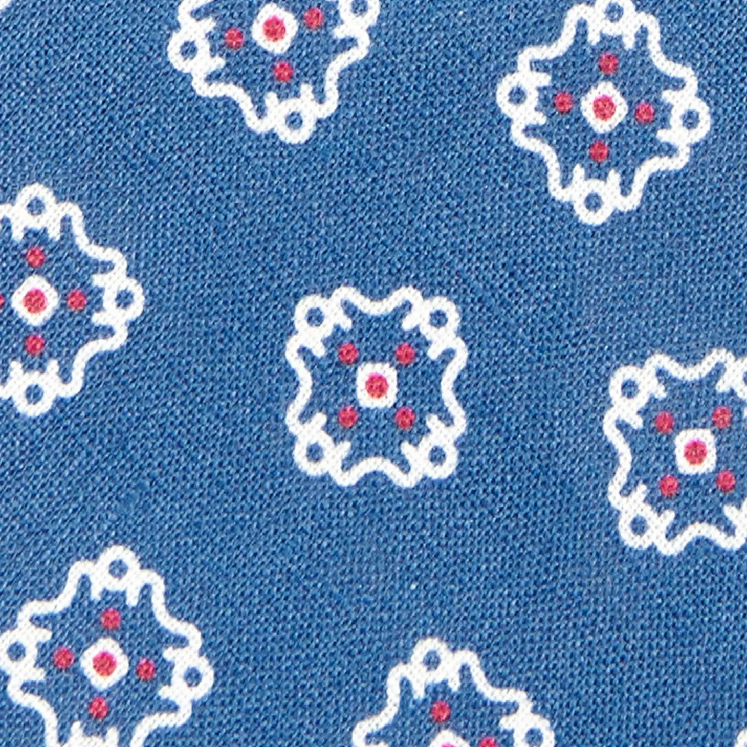 Mid Blue Sartorial Linen Tie - Large Flower Pattern