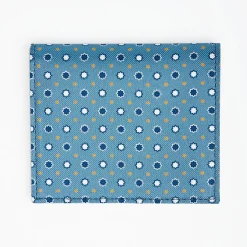 Mid Blue Small Wallet In Silk And Leather
