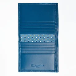 Mid Blue Small Wallet In Silk And Leather
