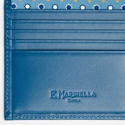 Mid Blue Small Wallet In Silk And Leather