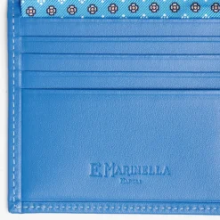 Mid Blue Small Wallet In Silk And Leather