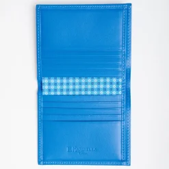 Mid Blue Small Wallet In Silk And Leather