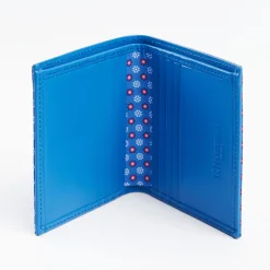Mid Blue Small Wallet In Silk And Leather