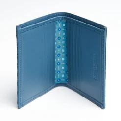 Mid Blue Small Wallet In Silk And Leather