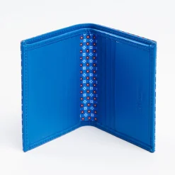 Mid Blue Small Wallet In Silk And Leather