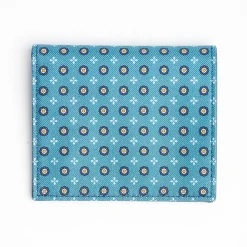 Mid Blue Small Wallet In Silk And Leather