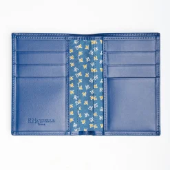 Mid Blue Vertical Wallet In Silk And Leather