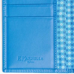 Mid Blue Vertical Wallet In Silk And Leather