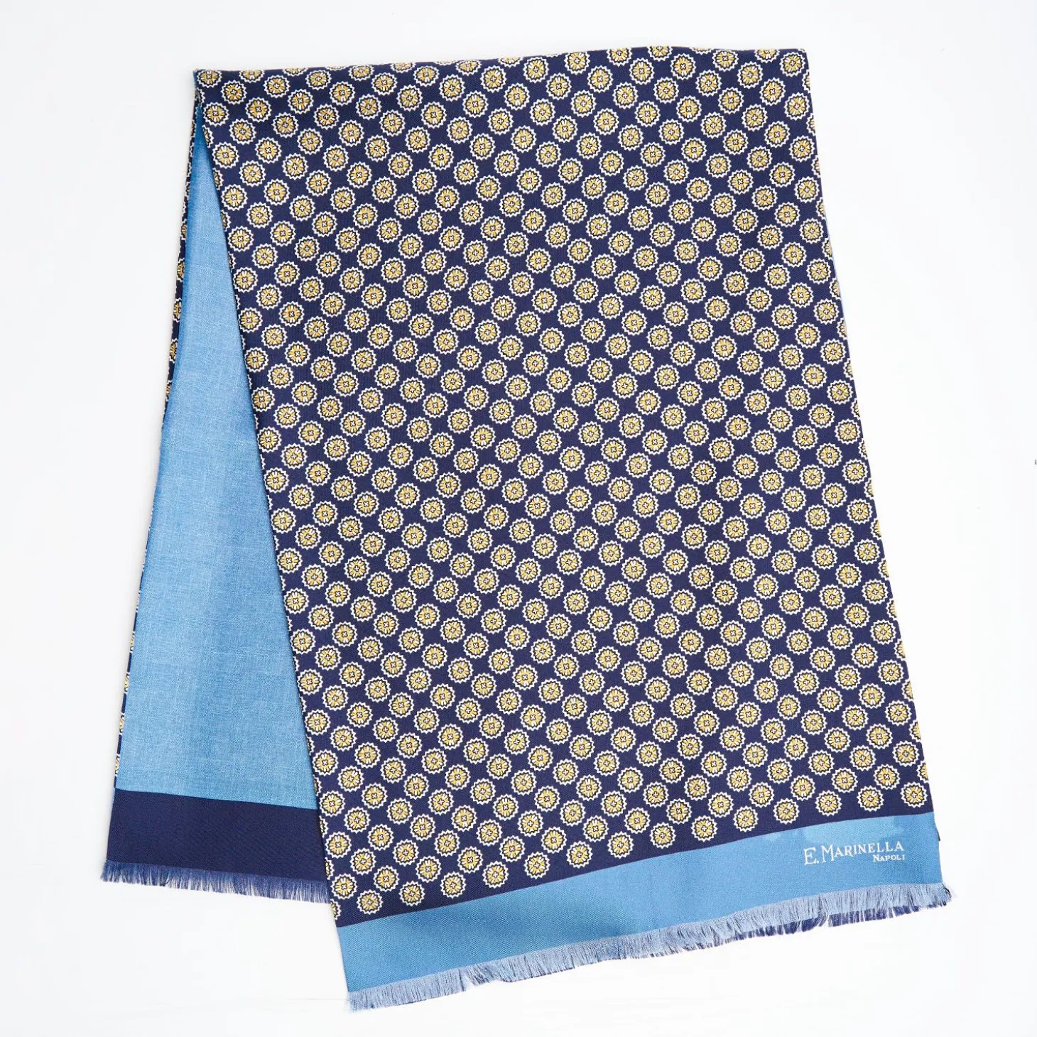 Midnight And Light Blue Double Silk Scarf