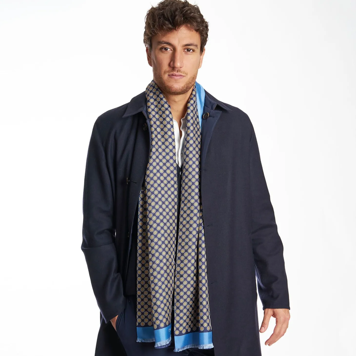 Midnight And Light Blue Double Silk Scarf