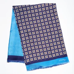 Midnight And Light Blue Double Silk Scarf