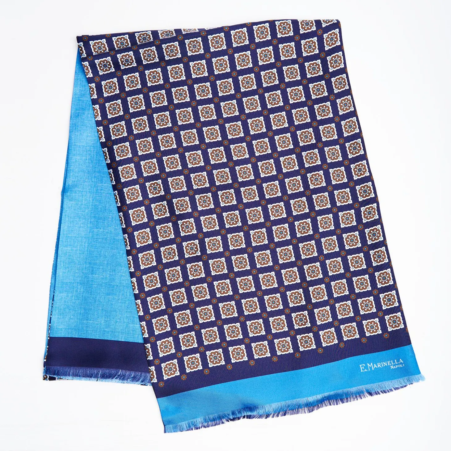 Midnight And Light Blue Double Silk Scarf