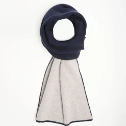 Midnight Blue And Beige Two-Tone Solid Cashmere Neck Warmer