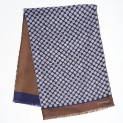 Midnight Blue And Brown Double Silk Scarf