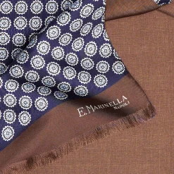 Midnight Blue And Brown Double Silk Scarf