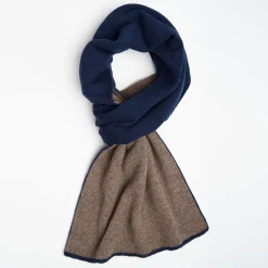 Midnight Blue And Dark Brown Two-Tone Solid Cashmere Neck Warmer