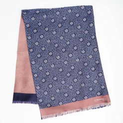 Midnight Blue And Pink Double Silk Scarf