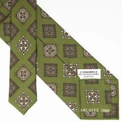 Olive Green Archivio Collection Silk Tie 1988-06