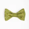 Olive Green Pre-Knotted Bowtie - Small Geometric Pattern