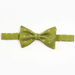 Olive Green Pre-Knotted Bowtie - Small Geometric Pattern