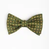 Olive Green Pre-Knotted Bowtie - Small Geometric Pattern