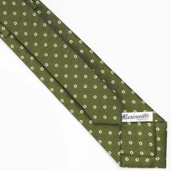 Olive Green Sartorial 7 Cm Tie - Small Flower Pattern