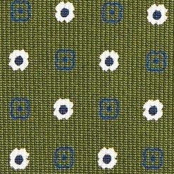 Olive Green Sartorial 7 Cm Tie - Small Flower Pattern