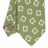 Olive Green Sartorial Linen Tie - Large Flower Pattern