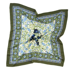 Olive Green Silk Scarf 90 - Mediterranean Vibes