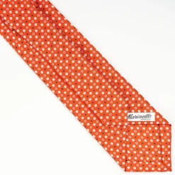 Orange Extra Long Sartorial Silk Tie - Small Flower Pattern