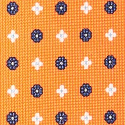 Orange 9 Fold Sartorial Silk Tie Small Flower Pattern