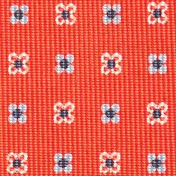 Orange 7 Fold Sartorial Silk Tie - Small Flower Pattern