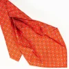 Orange 7 Fold Sartorial Silk Tie - Small Flower Pattern