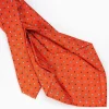 Orange 5 Fold Sartorial Silk Tie - Small Flower Pattern
